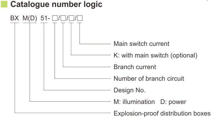 کد گذاری استاندارد پنل برق ضد انفجار BXM(D)51