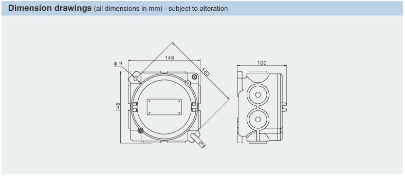 ابعاد جعبه تقسیم ضد انفجار BHD91