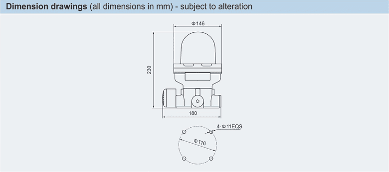 ابعاد آژیر و فلاشر ضد انفجار سری BBJ81 مناسب برای نصب در محیط‌های صنعتی پرخطر
