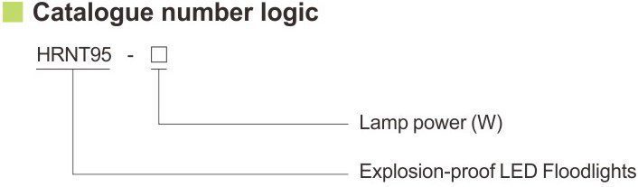 کدگذاری استاندارد پروژکتور ضد انفجار رون 2 سری HRNT95