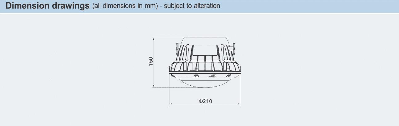 چراغ ضد انفجار HRD97 با ابعاد دقیق و جمع‌وجور، طراحی صنعتی مقاوم برای روشنایی ایمن در محیط‌های خطرناک و پرخطر صنعتی